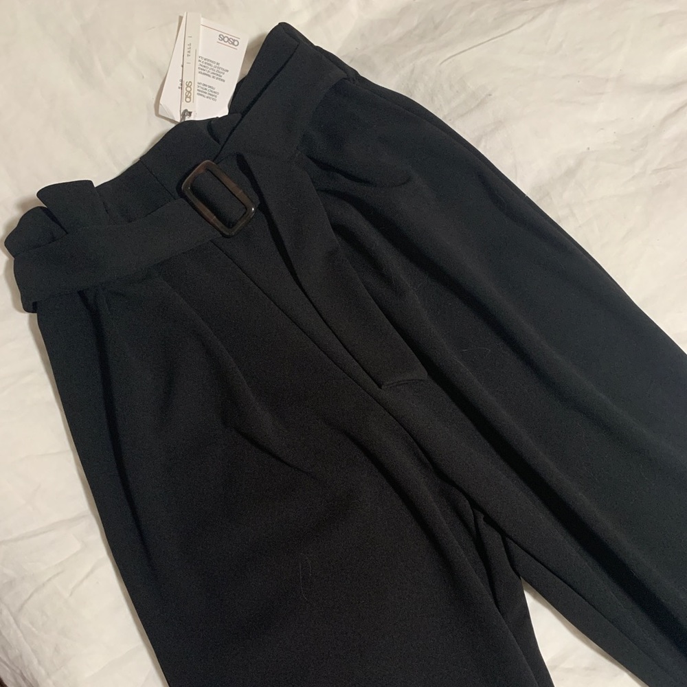 Black high waisted tall trousers